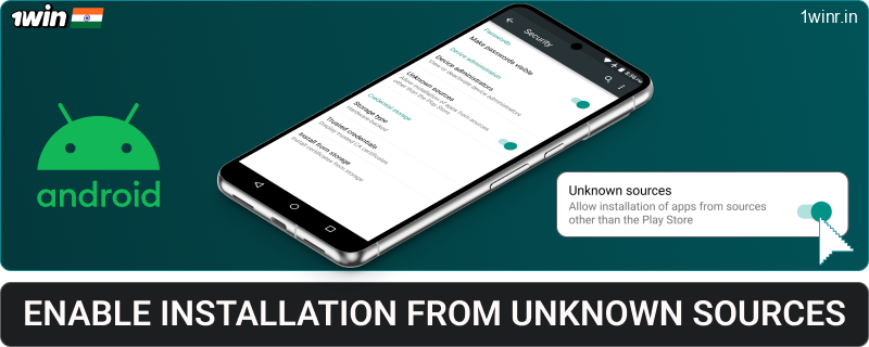 Allow the 1win IN app to install