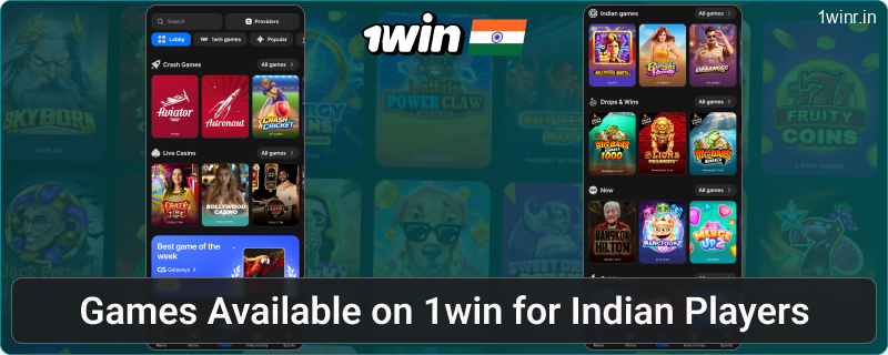 Casino in the mobile app 1win for Indian players