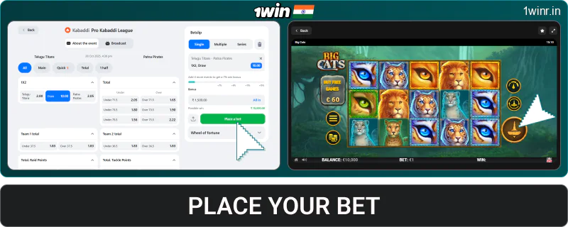 Place your bet at 1win IN