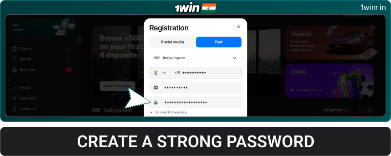 Create a secure password for 1win India
